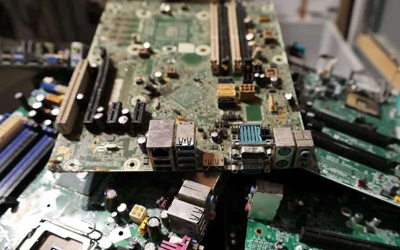 Pile of discarded computer circuit boards