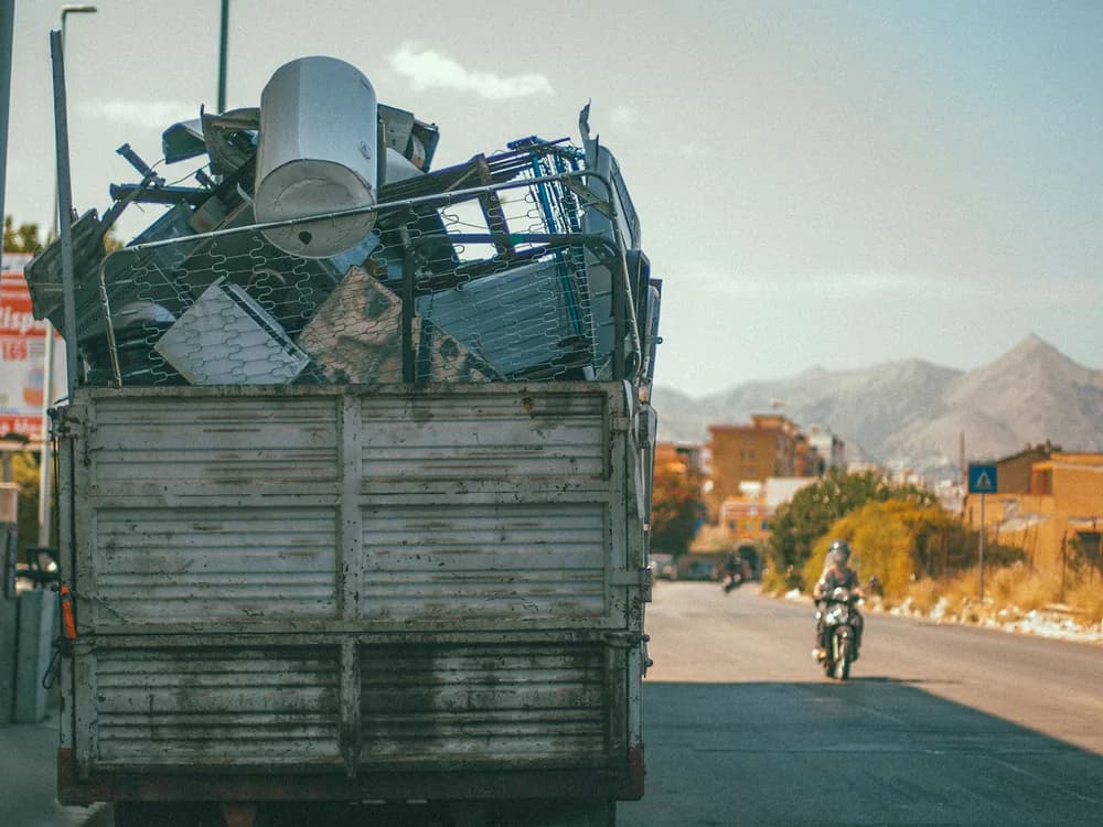 Truck loaded high with scrap metal